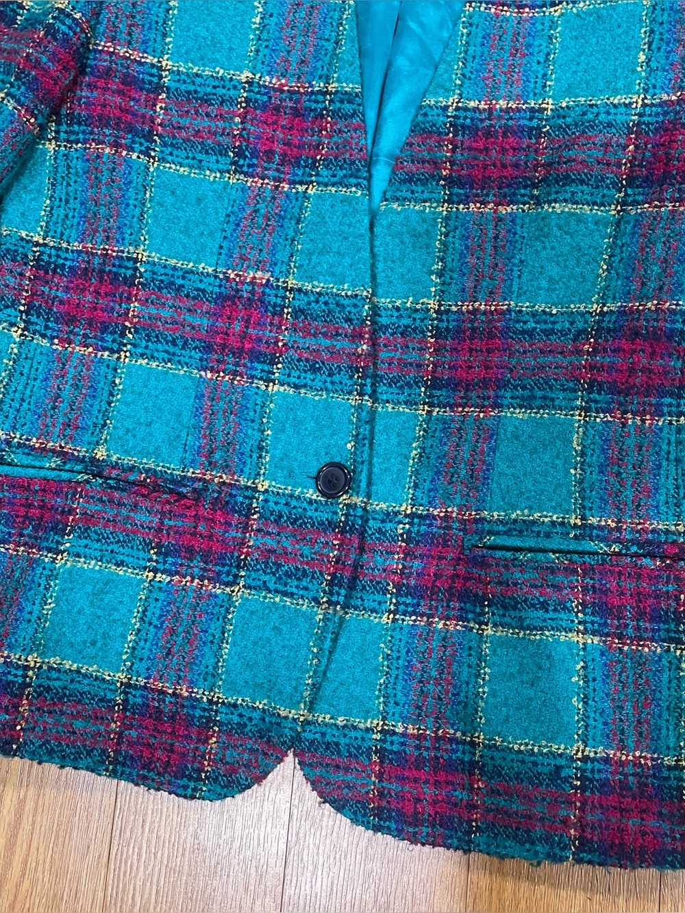 Vintage 80s Koret Plaid Wool Blend Tweed Blazer Jacket Size 10 Retro Career Glam - Picture 6 of 16